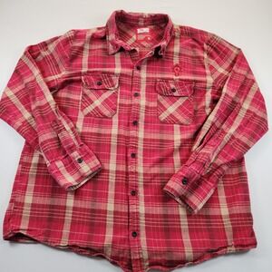 World of Warcraft Shirt For The Horde Plaid Flannel XL Blizzard Red Button Up